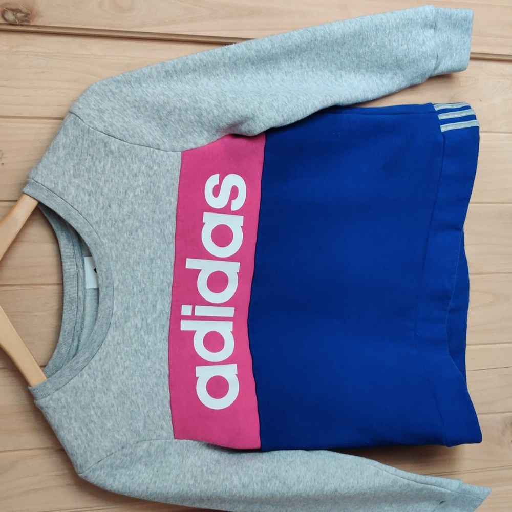 Adidas Pink, Gray, and Blue Crewneck Sweatshirt - Picture 2 of 4